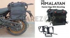 Fit For Royal Enfield New Himalayan 450 Black Canvas Pannier Bags With Mounting - SPAREZO